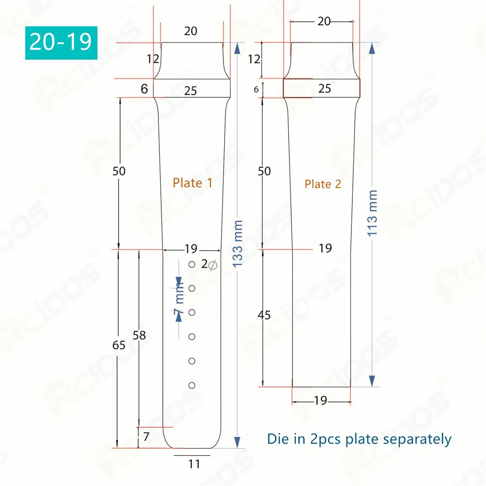 RCIDOS Custom Made Leather Watch Band Cutter,Laser Punch die,Japan Steel Blade DIY Watch Belt Leather Wood Plate Cutting Die