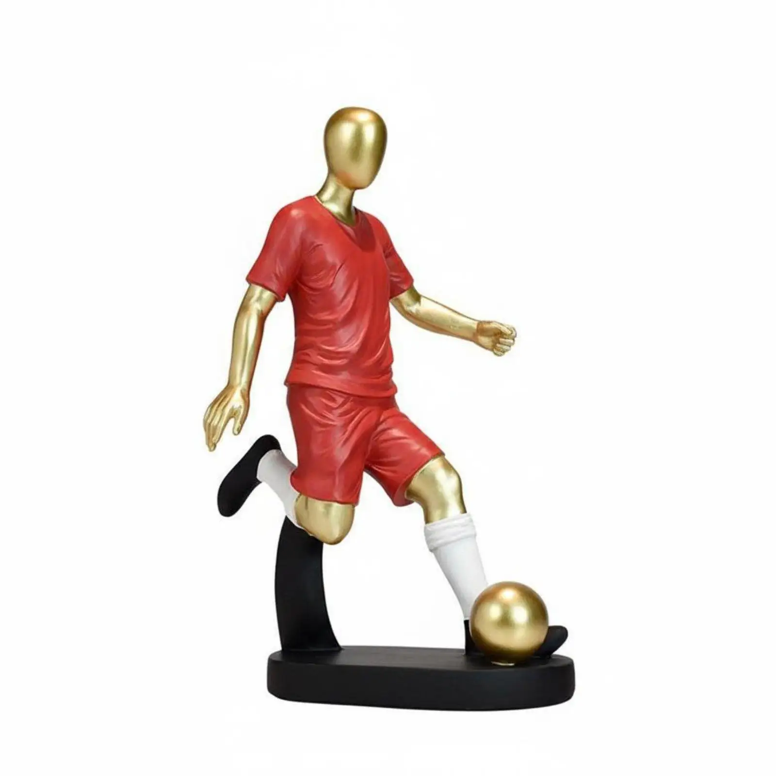 Soccer Player Statue Light Luxury Football Player Figurine Artistic Desktop Soccer Ornament for Men, Boys, Living Room, Office,
