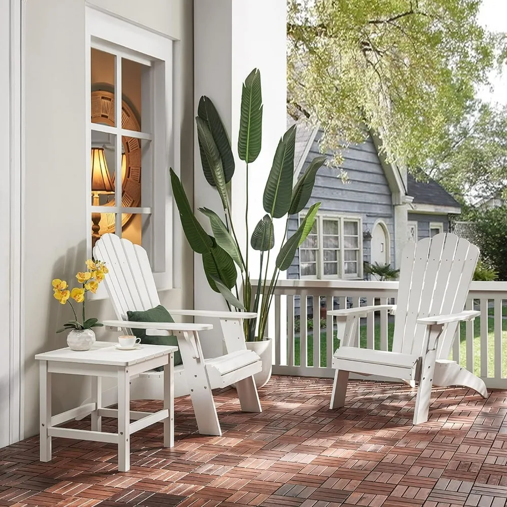 كرسي آديرونداك، كرسي حفرة النار من البولي كراسي كبيرة الحجم مع حامل أكواب، كراسي فناء داعمة 350 رطلاً للحديقة والطقس #2