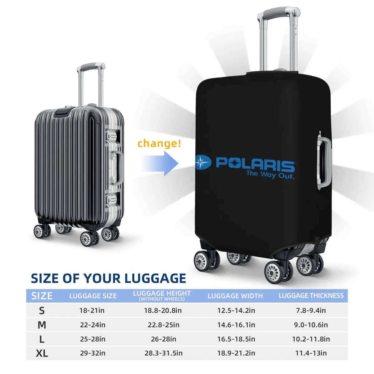 غطاء حماية مرن لحقيبة السفر بشعار Polaris مقاس 18-32 بوصة