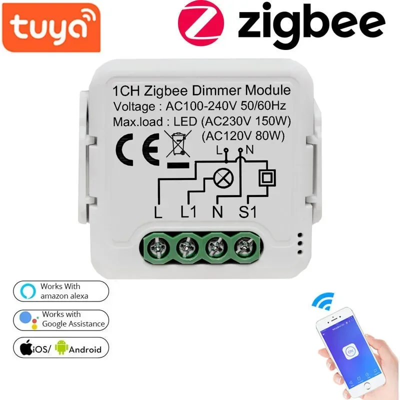 

Отличный модуль Tuya Zigbee для полного диммирования, управление через приложение, голосовое управление Alexa Google Assistant, модифицированные компоненты, версия Zero Fire