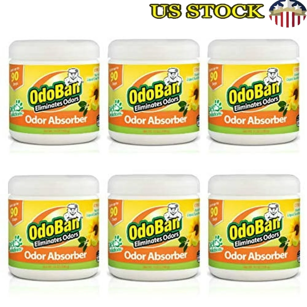 

Solid Odor Absorber Citrus Scent Deodorizer 14oz 6-Pack Longlasting Freshener Ideal Small Spaces Closets Bathrooms Pet Areas