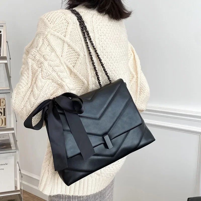 

Autumn/winter simple and fashionable women's PU leather small fragrance style single shoulder crossbody chain tote square bag