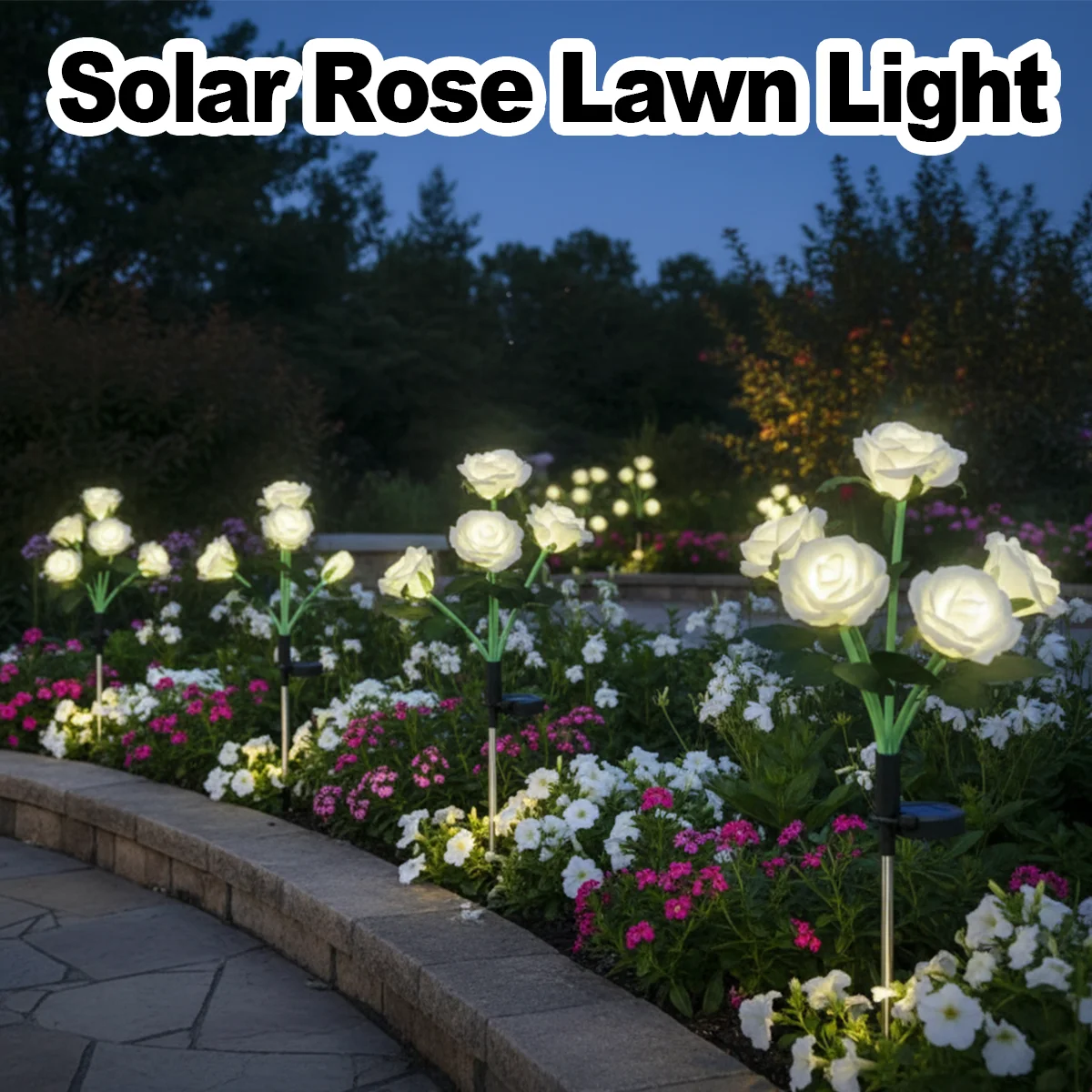 5 Heads Solar Light Lawn Lights Solar Power Flower For Garden Modern Landscape Yellow Solar Powered Garden Flood For Patio Fence