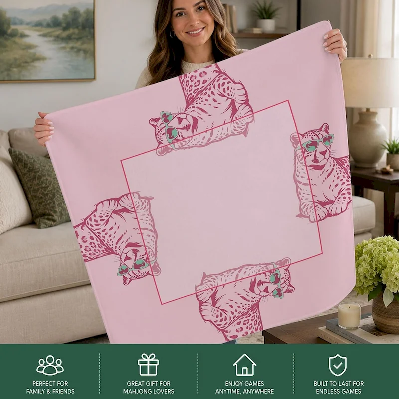 VIKAMA Pink Panther Game Table Mat Anti slip Mahjong Table Mat Acoustic Wear resistant Table Mat Home Decoration
