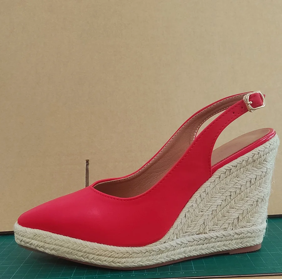 LIHUAMAO rote Keile Plateausandalen Damen High Heel Schuhe Espadrilles Pumps Freizeitschuhe Hochzeitsfeier