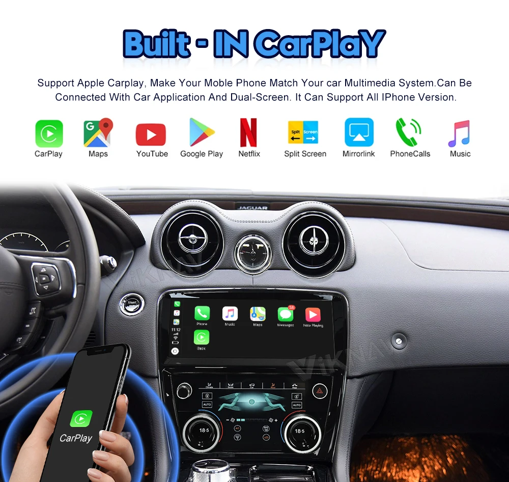 Android 12 Car Radio Dual System For Jaguar XJ XJL XJR 2009-2018 Multimedia Player Carplay Android Auto Stereo Replacement