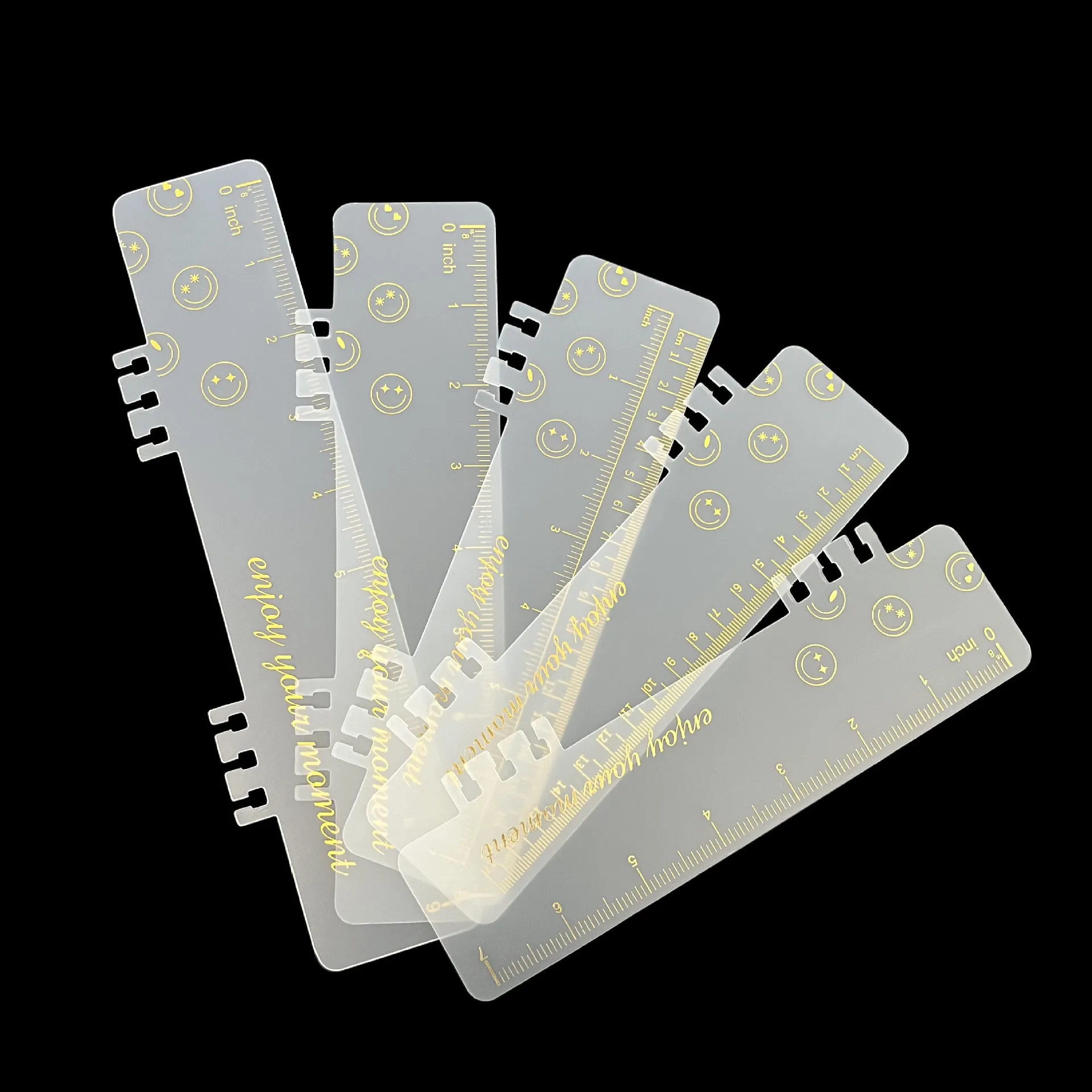 Règle à feuilles mobiles semi-transparente mate avec marquage à chaud, marque-page et règle de mesure en pouces