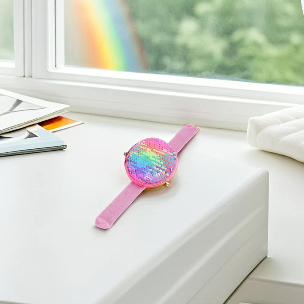 2Pcs Childrens Sequin Slap Bracelets Coin Purses Multifunctional Wristbands Easter Party Favors Assorted Colors