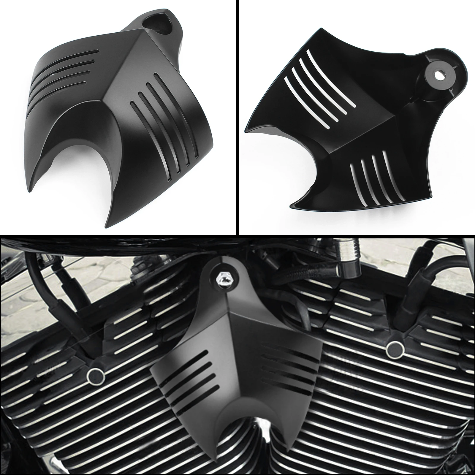 Motorcycle Black Big Twin Horn Cover Stock Cowbell Horns For Harley Dyna Softail Sportster Electra Road King Street Glide
