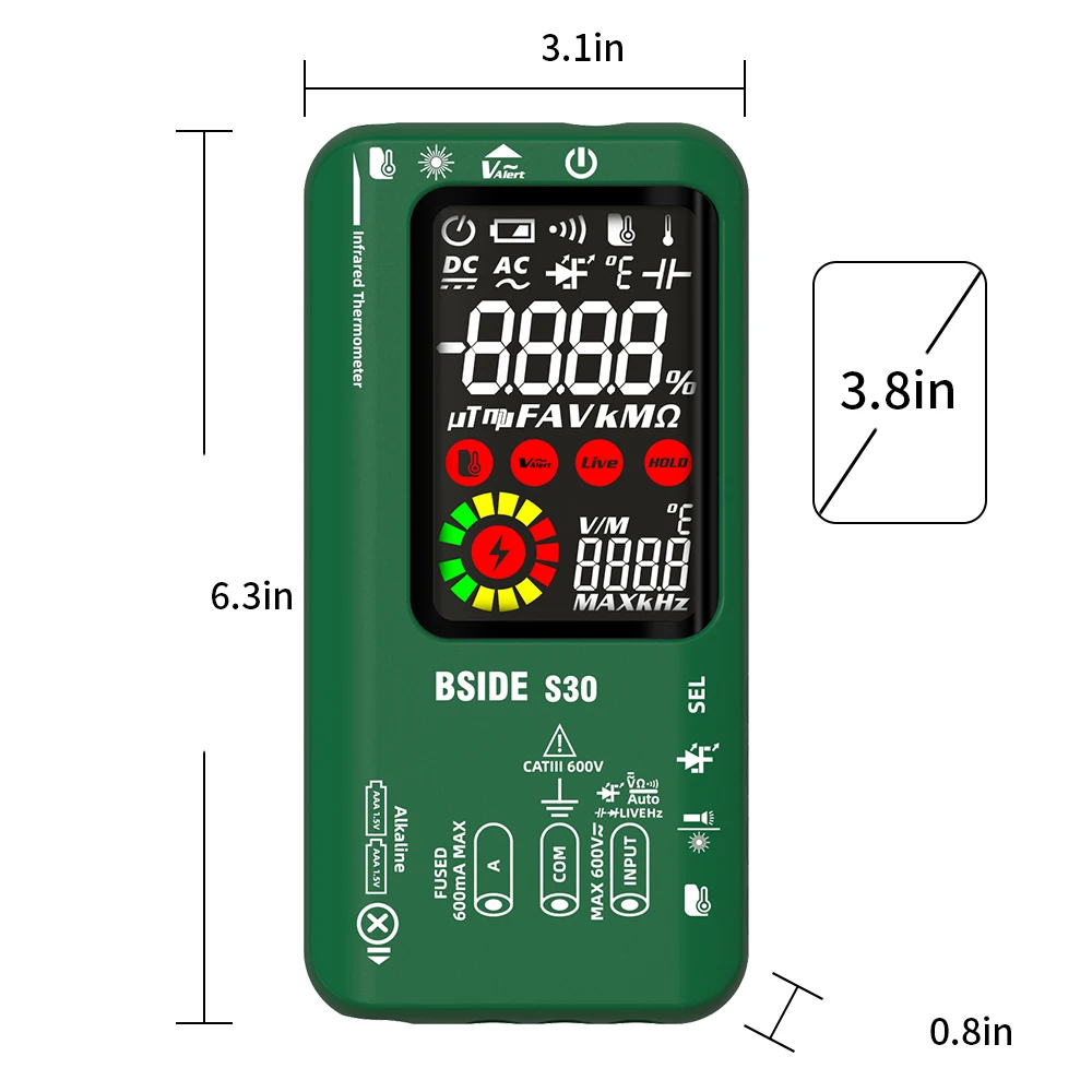 BSIDE S30 4 in1 multimetr cyfrowy termometr na podczerwień elektryczny analizator obwodu testowego detektor multimetr True RMS 9999 napięcia