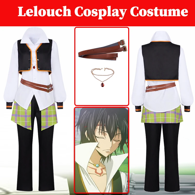 

Anime Geass of Code Lelouch Cosplay Costume Men Disguise Fantasia Clothing Outfits Male Adult Halloween Carnival Party Suits