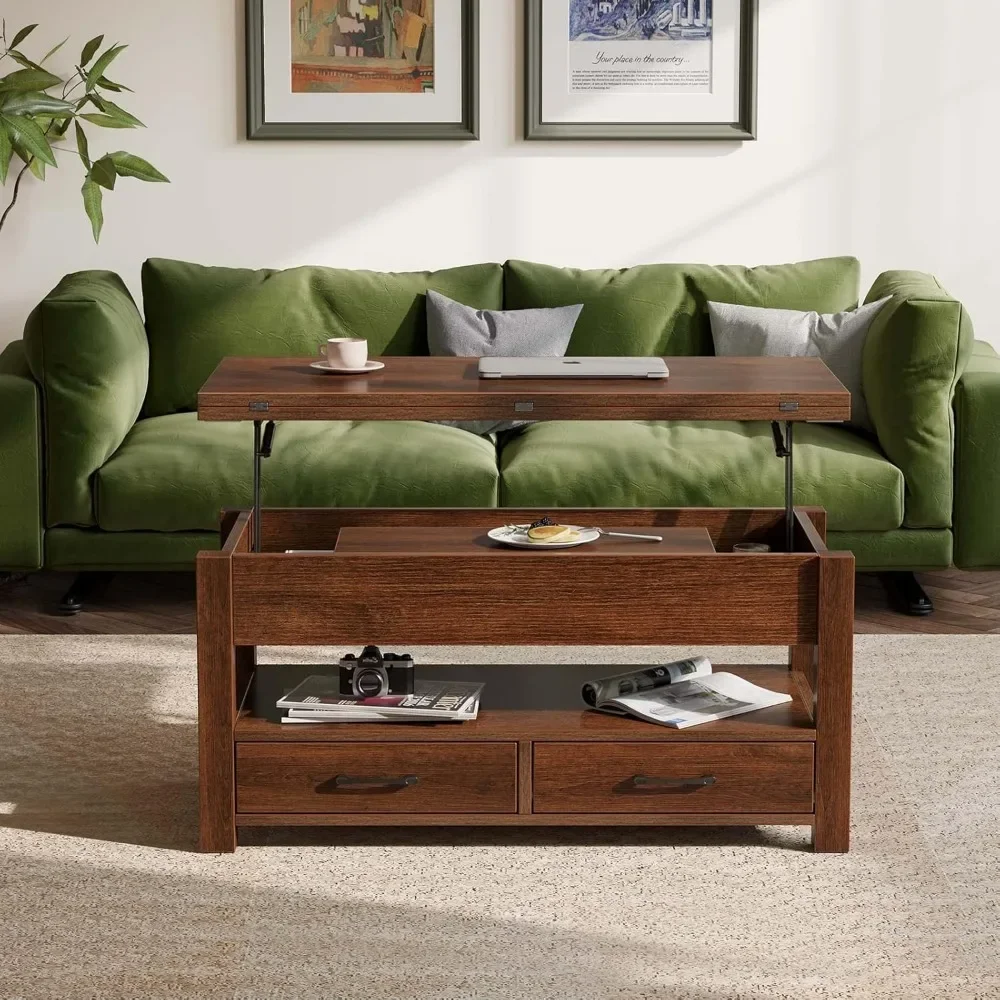 Coffee Table Lift Top, Multi-Function Convertible Coffee Table, Coffee Table Converts to Dining Table for Living Room