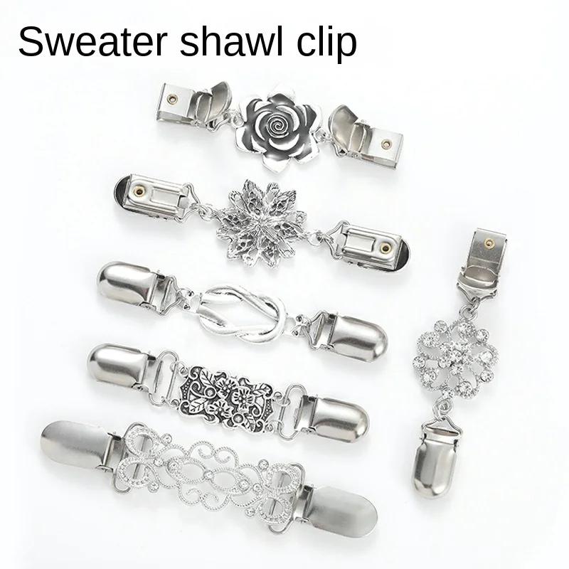 

3 шт., зажим для шали, ретро-свитер, женский шелковый шарф с бриллиантами, пряжка, анти-легкая брошь, воротник, аксессуар из сплава SJ20