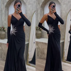 Ball  Exquisite Customized V-neck A-line Sweep/Brush Cocktail Dresses Paillette / Sequins Satin Prom Vestido Formatura