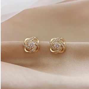 Zircon earrings for women, simple cross, hollow, geometric, wedding party, exquisite, ear jewelry, light, luxury, gift 6 Main Sales Wedding Souvenir - №2