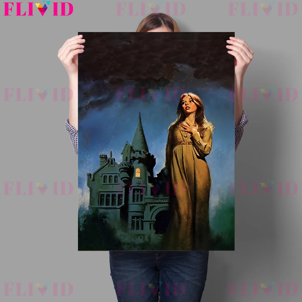 Beautiful Girl And Terror Castle Vintage Wall Art Canvas Painting Escape From The Castle Retro Art Poster And Print Home Decor