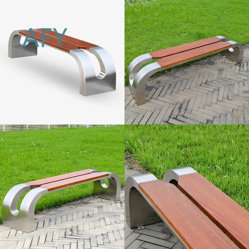 Modern Stainless Steel Bench for Indoor Outdoor Use Water Resistant Durable for Gym Hospital Park Mall Commercial Public