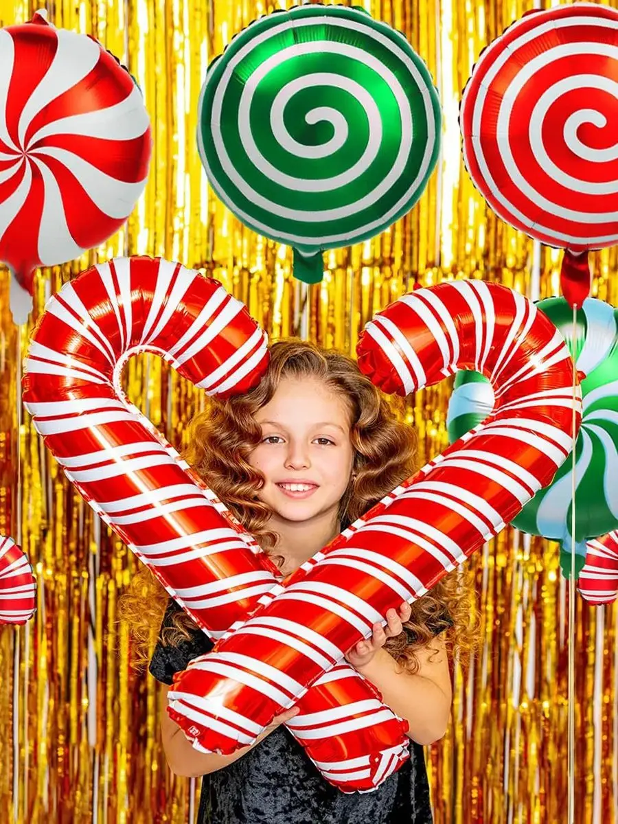 2/5/10 Stück 33 Zoll Weihnachtsstock Hotel Einkaufszentrum Indoor Partyzubehör Weihnachten Aluminiumfolie Ballon Handheld Fotoset – Detail 4