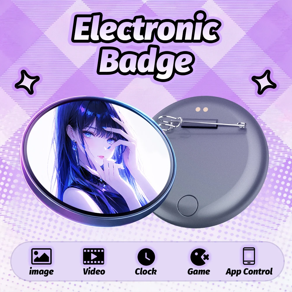 NEW Digital Badge Night Light With Touch Screen Bluetooth Smart Badge Wearable GIF and Photo Display Custom For Party