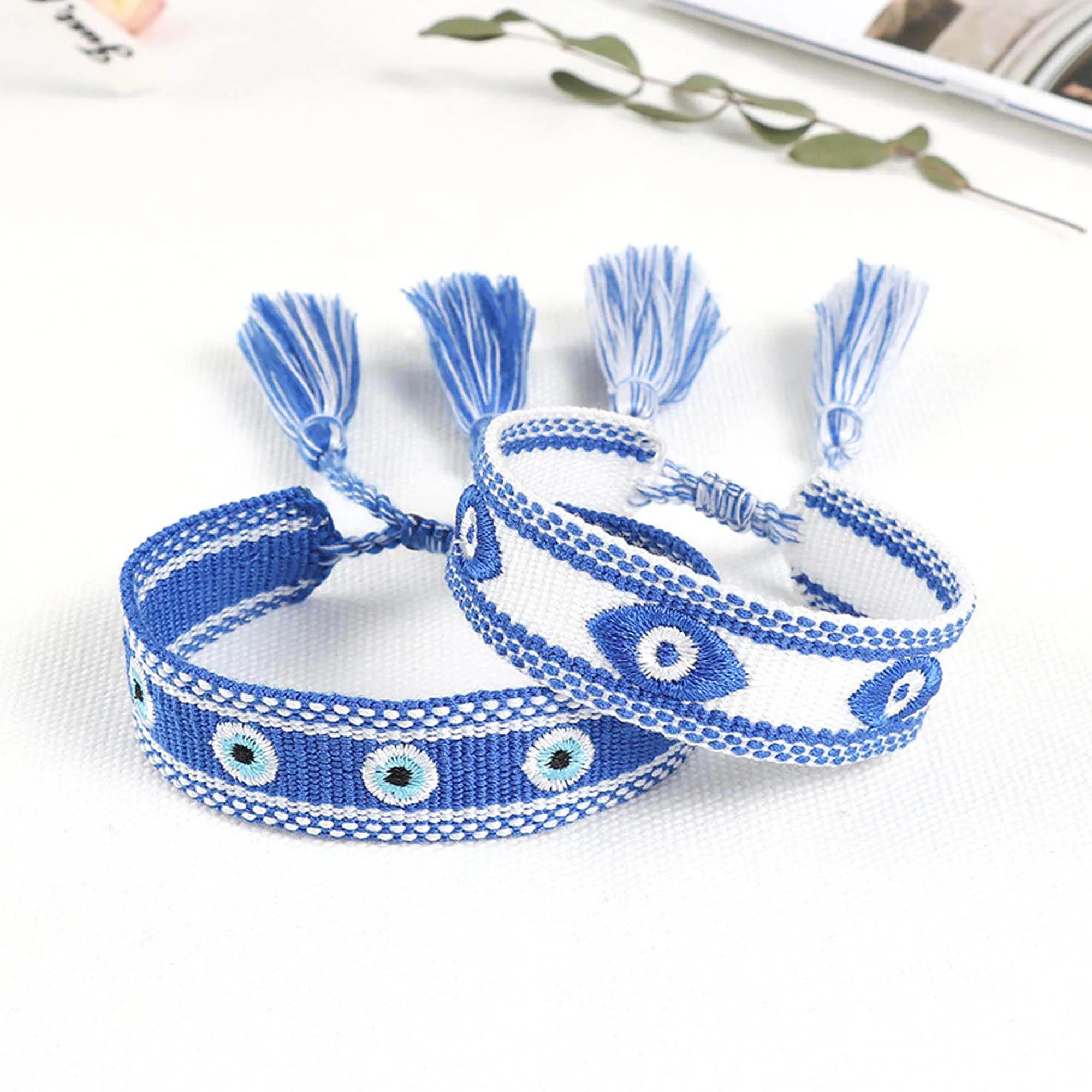 

1pc Evil Eyes Embroidery Bracelets Adjustable String Rope Friendship Bracelet Girls Woven Braided Wristband Boutique Jewelry