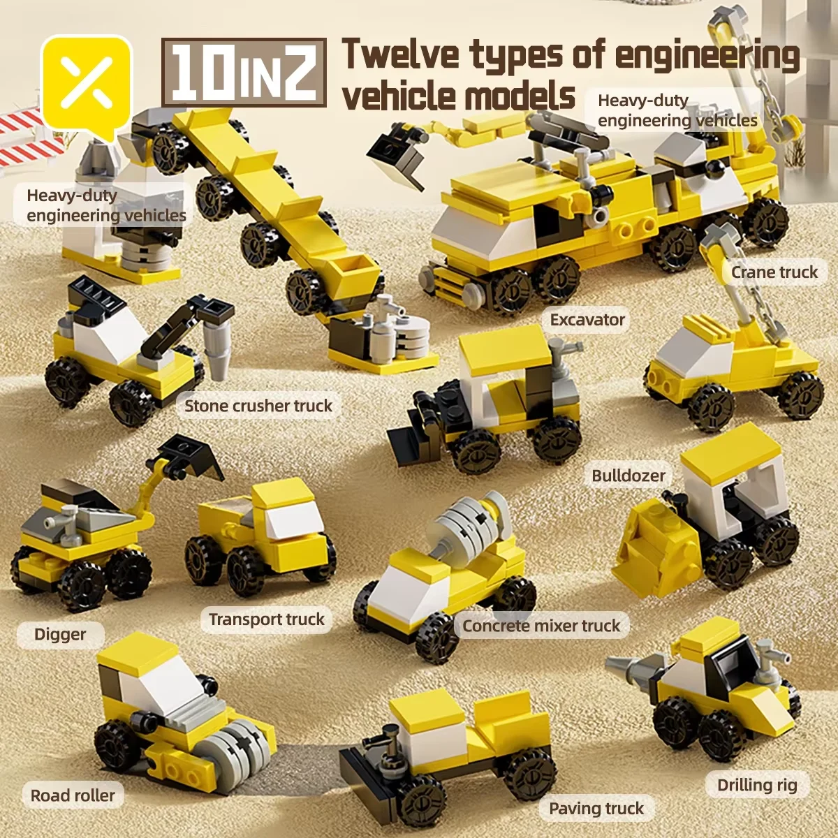 10 في 2 لودر أطفال بالريموت كنترول اللبنات مجموعة شاحنة البناء حفارة رافعة الطوب لتقوم بها بنفسك لعبة تعليمية للأطفال 6 +