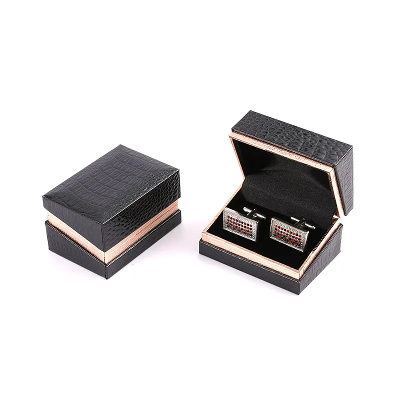 Luxe Zwarte Vierkante Sieraden Manchetknopen Tie Clip Doos Bruiloft Broches Dozen Gift Container Case Voor Sieraden Verpakking Groothandel