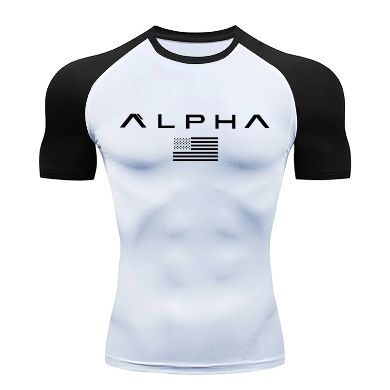 American Flag Print Short Sleeve Compression Shirts for Men Athletic Quick Dry Tshirts Gym Workout Running Tees Undershirts Tops