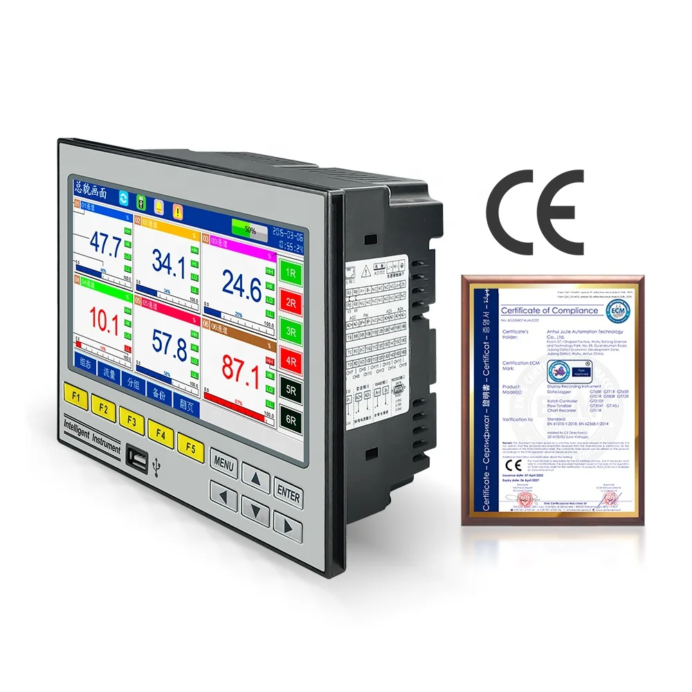 4 6 8 10 16 Registratore di dati multicanale senza carta Registratore di dati di temperatura USB per misuratore di portata Tipo K PT100 J 4-20mA