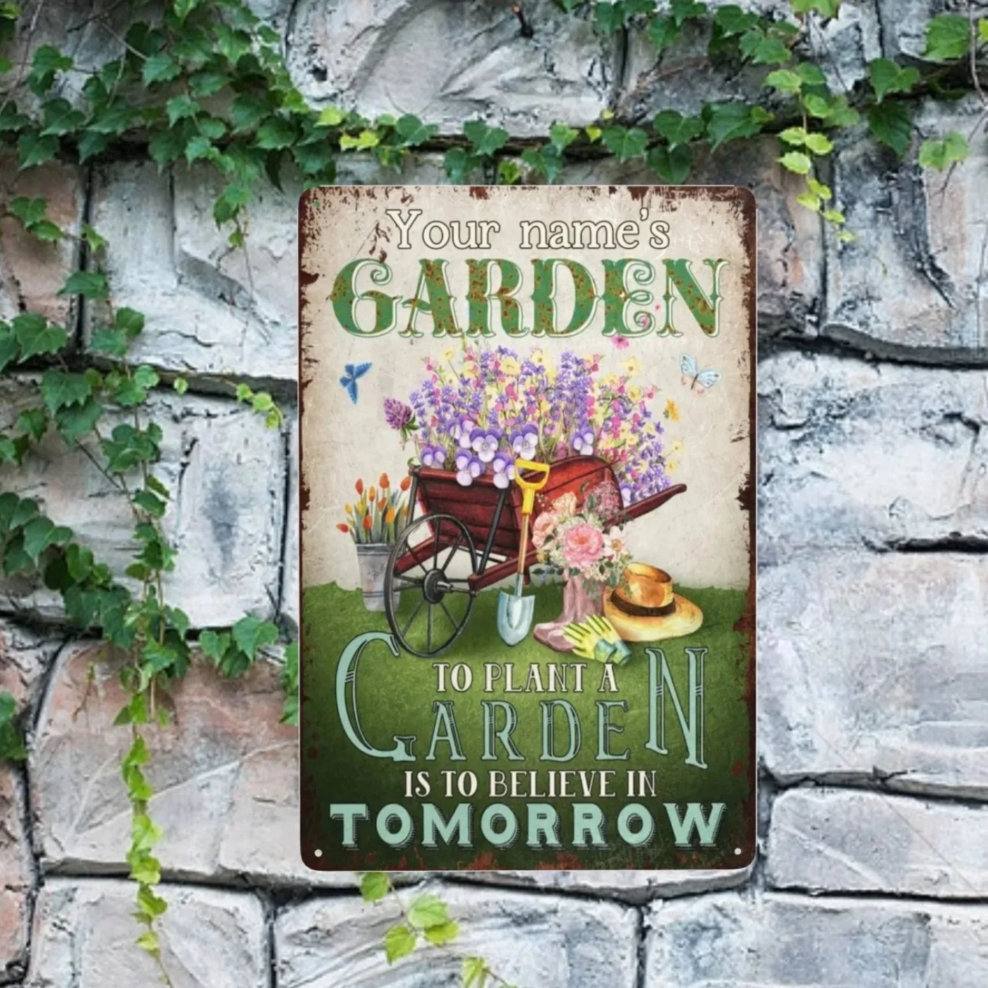 Personalized Custom Metal Garden Sign Home & Patio Decor (Decoration Only)