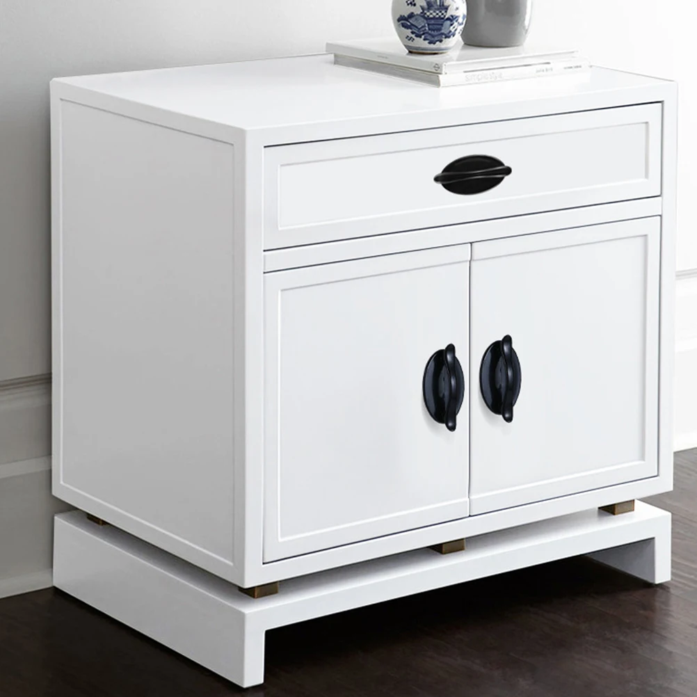 

10Pcs Durable Plastic Cabinet Handles Solid Color Drawer Pulls Stylish Furniture Knobs for Home Hotel Use Black