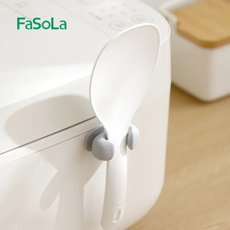 FaSoLa Rice Spoon Holder Silicone Storage Rack, Kitchen Wall-Mounted Cooker Spoon Shelf, Placement Rack