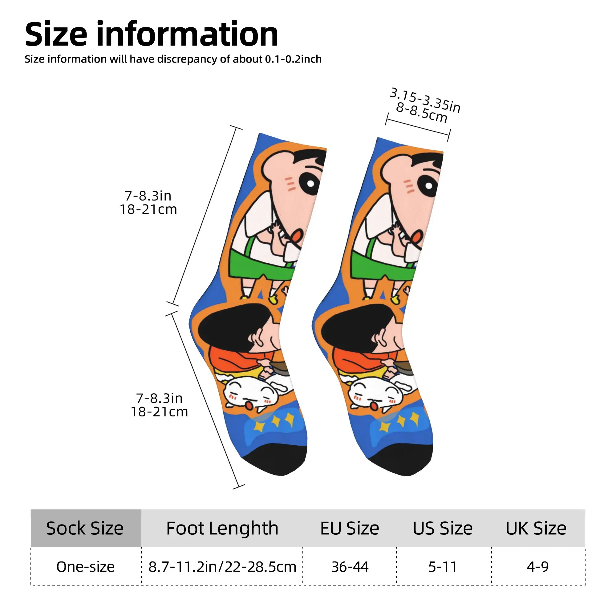 Cute Boy Crayons Shin chans Socks Winter  Stockings Korean Women Men Medium Soft Socks Custom Outdoor Sports Anti Slip Socks