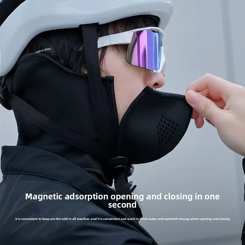 Herbst- und Winter-Fahrrad-Gesichtsmaske, Magnetverschluss, für Sport, Skifahren und Angeln, Rennradfahren, winddichte Woll-Thermo-Gesichtsmaske
