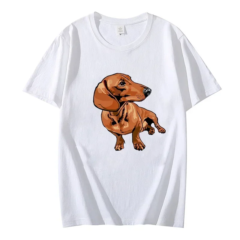Camiseta de gran tamaño con perro salchicha y Pug, camisetas de manga corta para hombre y mujer, camiseta blanca para hombre, ropa de calle con perros divertidos, camisetas de marca para hombre