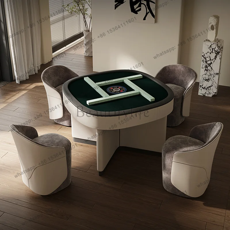 yj9 Mahjong table, Italian style saddle leather electric sparrow table household automatic model