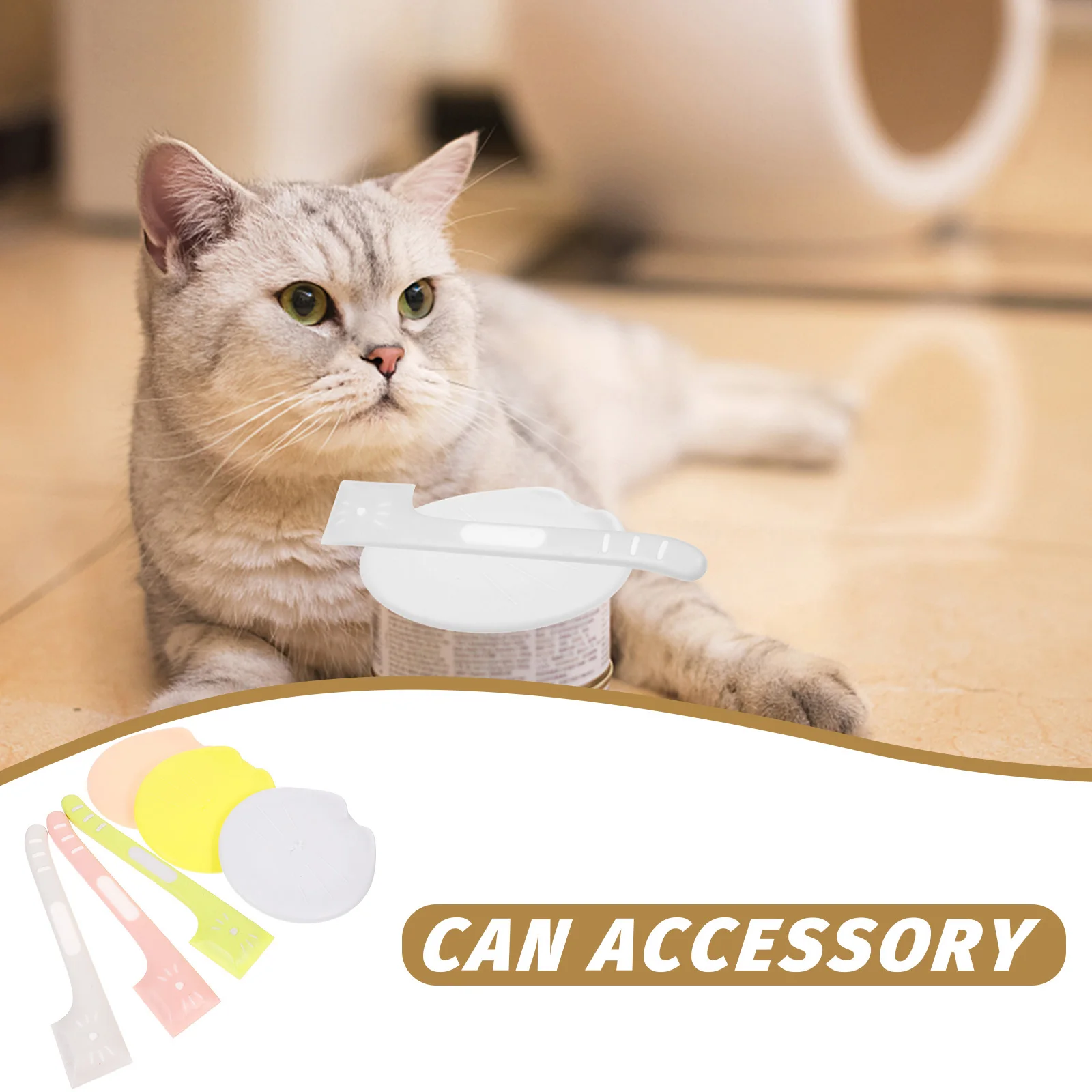 

Pet Food Jar Spoon Gray Lid Durable Reusable Cat Dog Can Covers Containers Easy Operation Household Accessories Safe Gentle