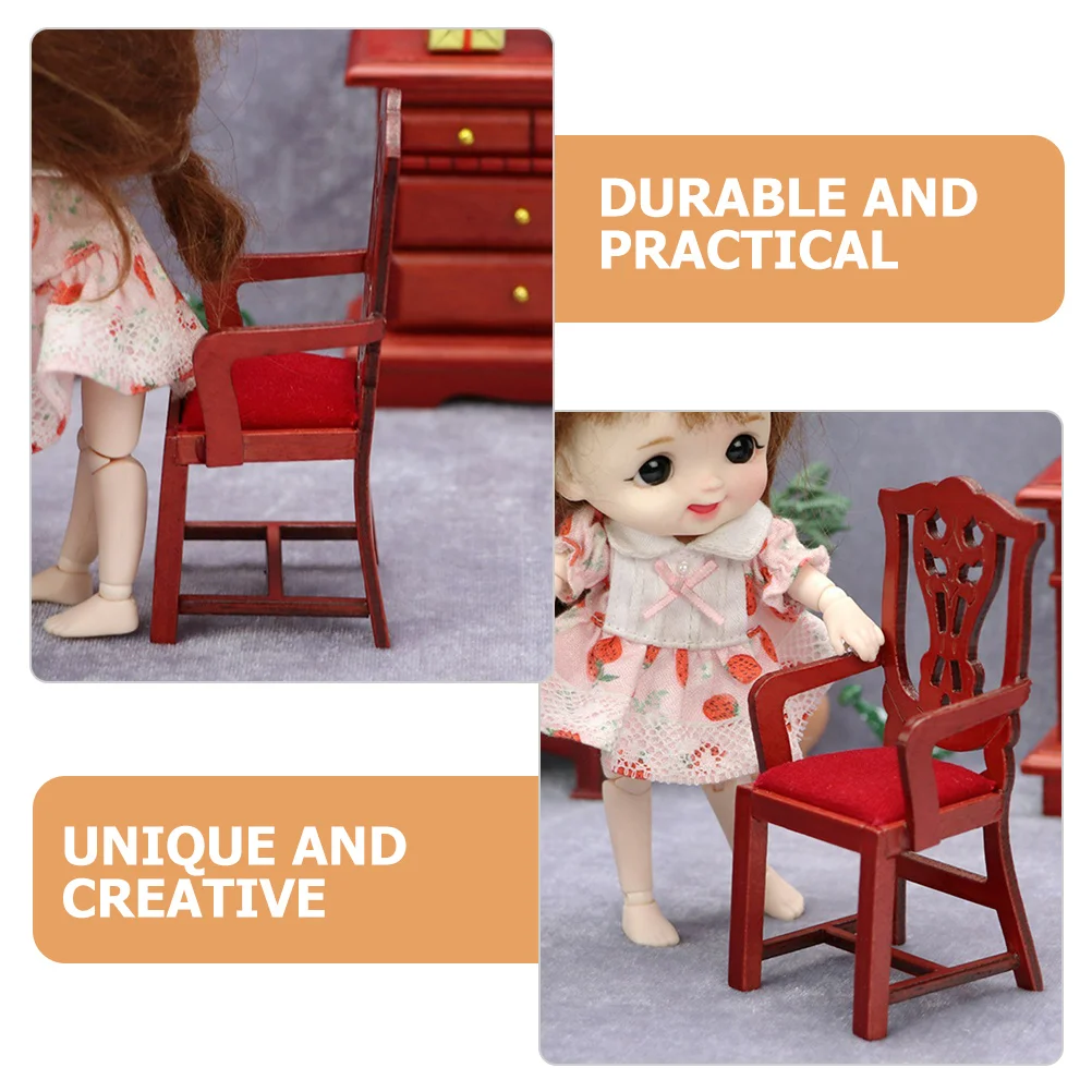 2 قطعة كرسي خشبي صغير دمية الأثاث كرسي مصغر مجموعة ديكور المنزل دمية اكسسوارات لعشاق DIY بها بنفسك