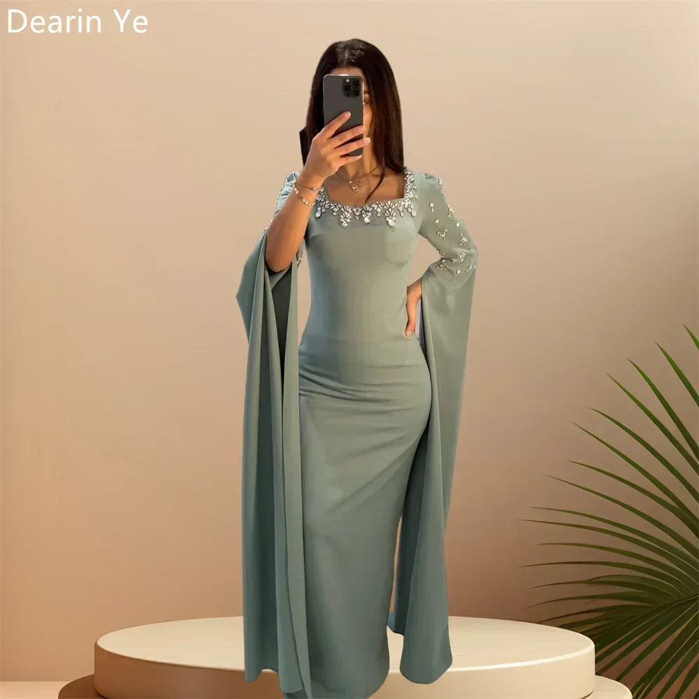 

Customized Prom Dress Saudi Arabia Dearin Square Collar Column Floor Length Skirts Vertically Bespoke Occasion Dresses Evening F