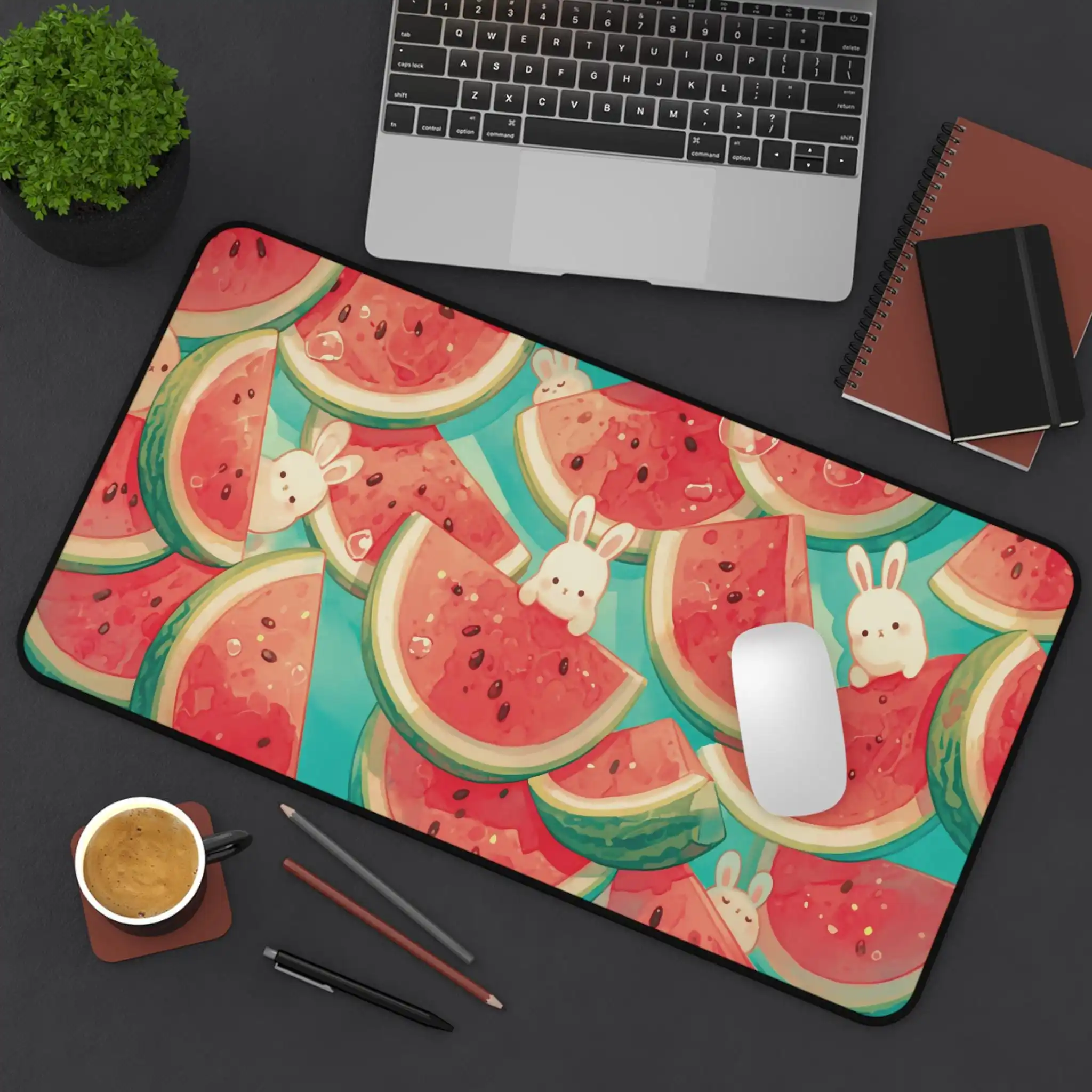 

Rabbit Deskmat, Cute Watermelon Summer Rabbit Pattern, Cute Mouse Pad, Desk Accessories, Desk Decoration, Computer Desk Mat