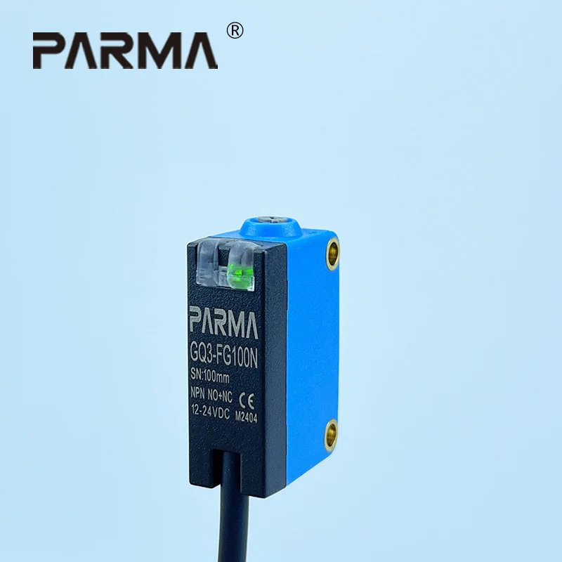 PARMA Photoelectric sensor visible LED red diffuse reflection D61 detection range of 100mm, Gq3-fg100n