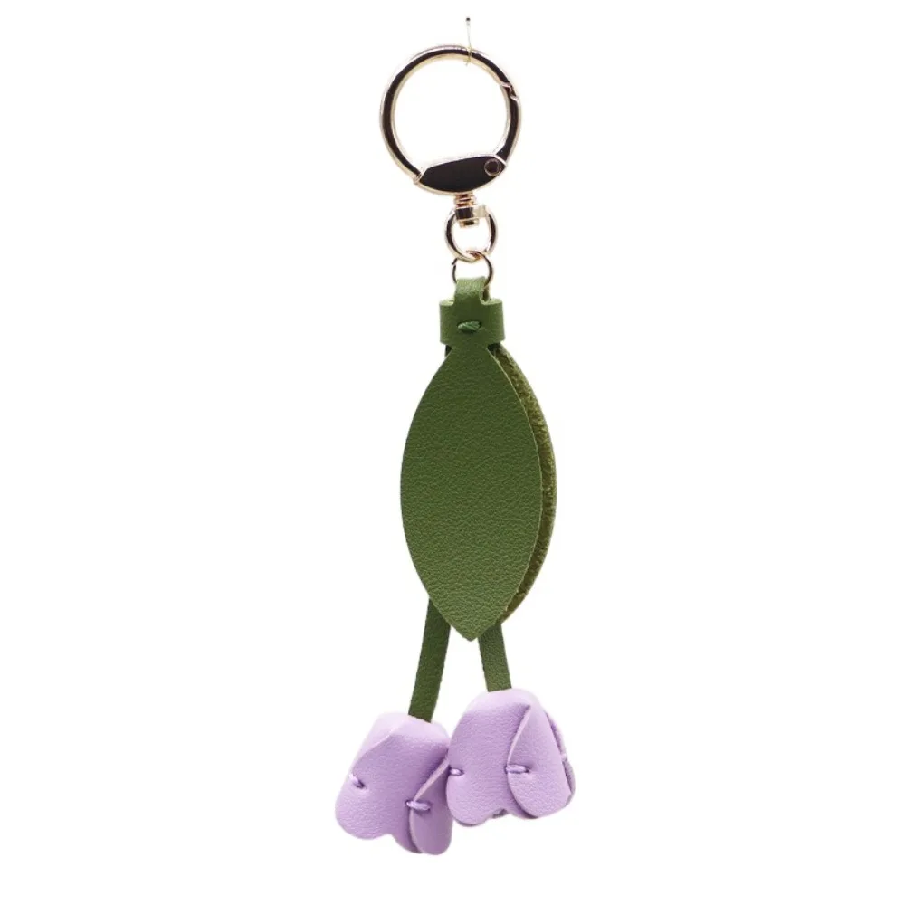 Zoete Tulp Tas Hanger PU Leer Dopamine Verse Rugzak Decoratie Tas Match Accessoires Koreaanse Stijl Autosleutelhangers Meisje