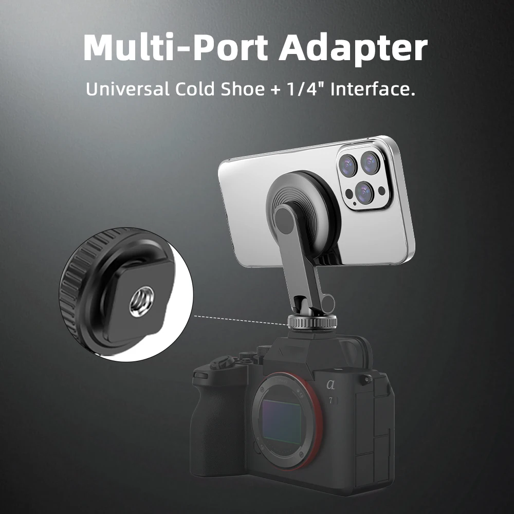 Магнитный адаптер Flymile, расширительный кронштейн для камеры IPhone/DLSR, холодный башмак, 1/4 дюйма, винтовой порт, стержень, аксессуары для фотосъемки камеры