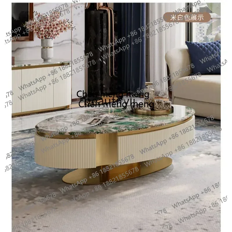 Light Luxury Coffee Table Post-Modern Model Room Living Room Furniture Italian High-End Fashion Marble Oval Tea Maker Table  A
