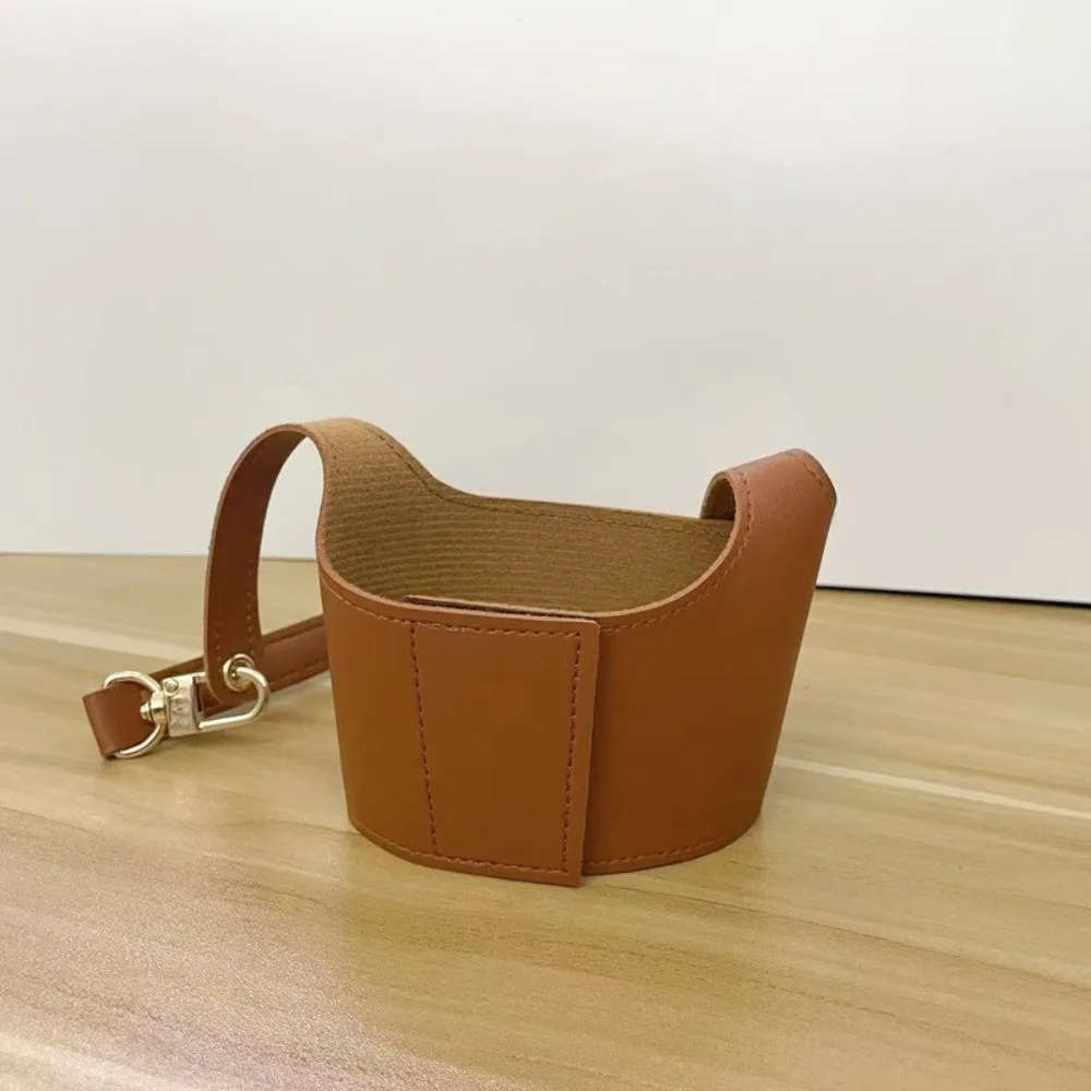 Portable Design Leather Cup Cover PU Insulating Function Cup Holder Universal Fit Carrying Strap Water Bottle Sleeve