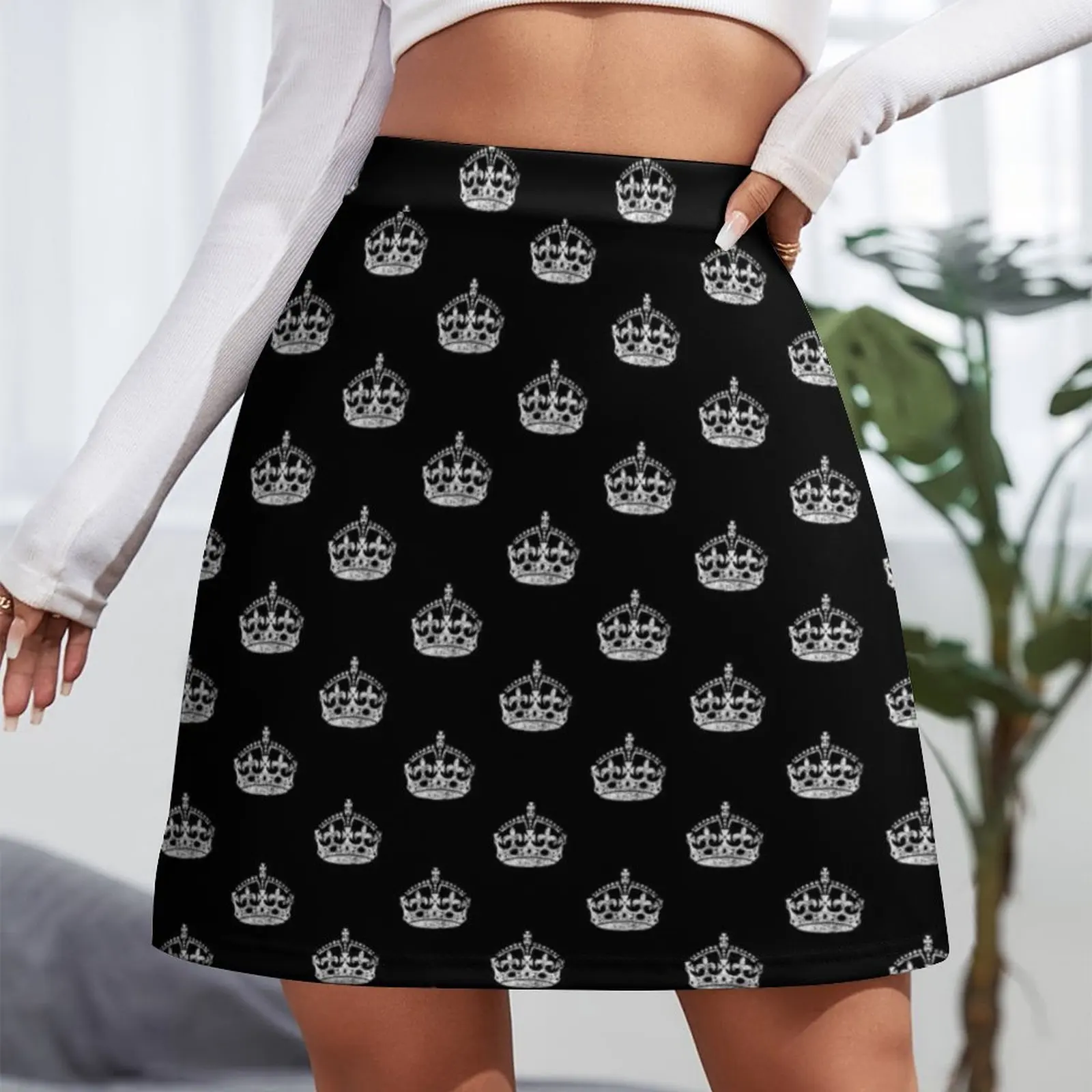 Distressed Grunge Keep Calm Crown Mini Skirt korean skirt School skirt fashion