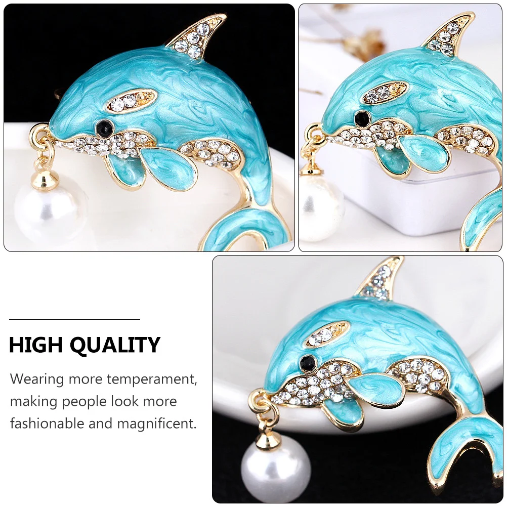 رائعتين دولفين تصميم بروش الأزرق فريد شيك الإبداعية هدية فكرة الوقوف خارج الحشد النساء بروش الملابس ديكور #4