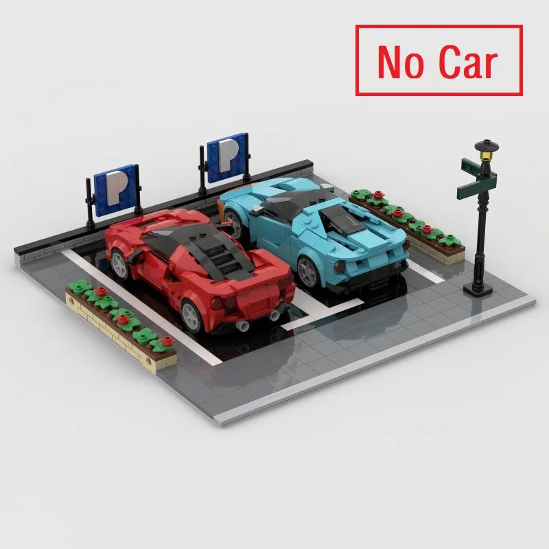 City Car Parking Lot Park Building Blocks MOC Racing Car Garage Bricks Toys for Birthday Gifts