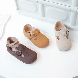 Kind Mode Jungen Wohnungen Retro Japanischen Vielseitig Runde Kopf Einfache Haken & Loop 2023 Frühling Kindergarten Baby Mädchen Casual Schuhe