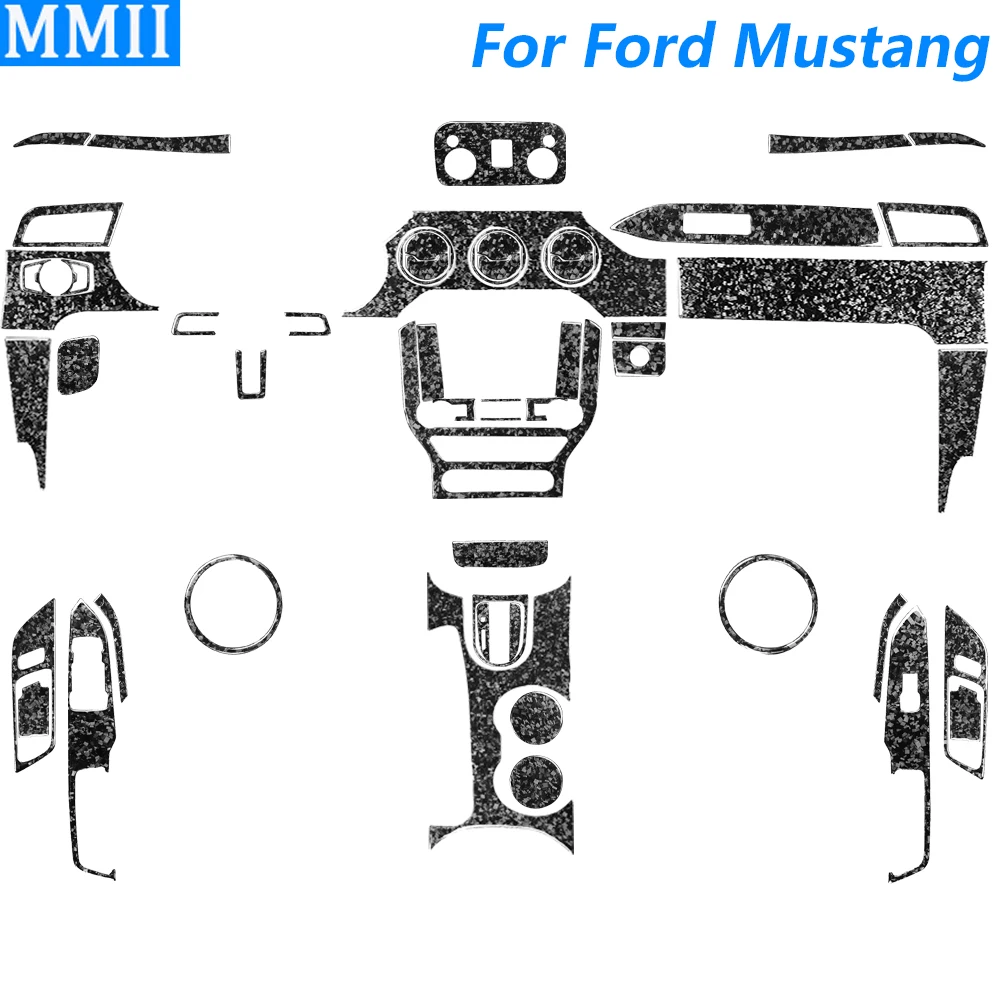 

For Ford Mustang 2015-2023 Forged Carbon Fiber Gear Shift Air Outlet Radio Dashboard Panel Set Car Interior Accessories Sticker